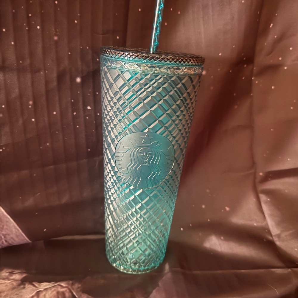 Starbucks Aqua Textured Tumbler with Matching Straw